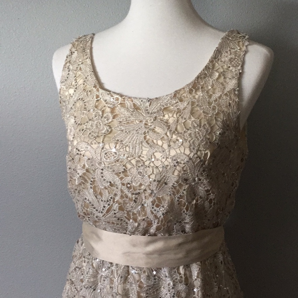 BNWT MM Couture sparkly cream lace dress